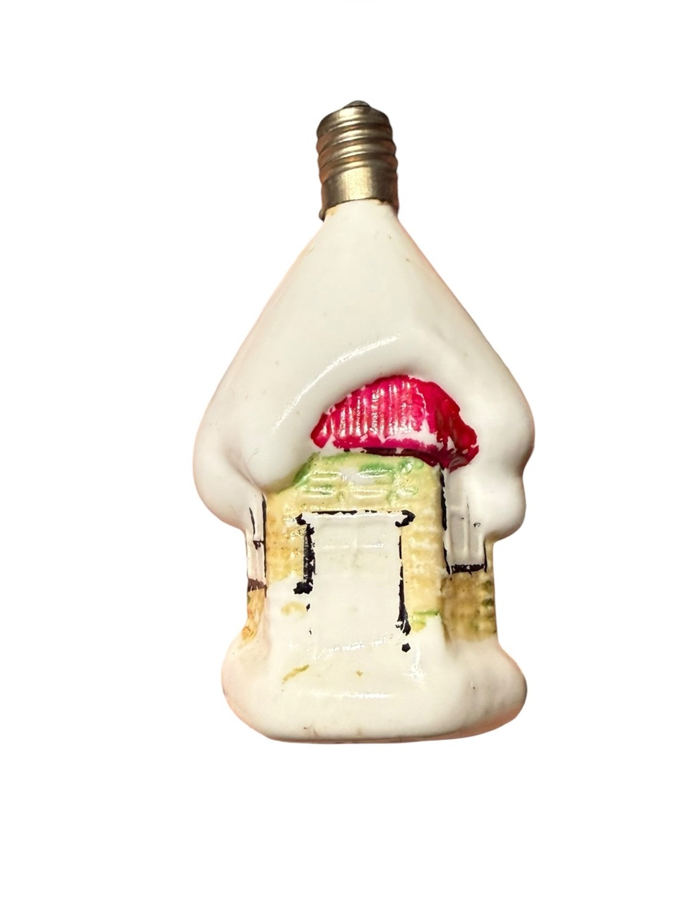 Christmas Light Bulb Cottage with Snow Electric Figural Untested Vintage